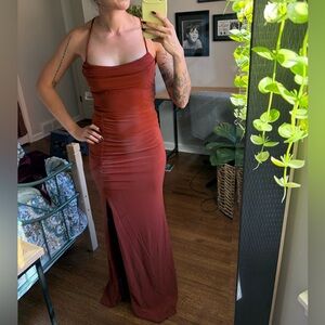 Elegant Rust Maxi Dress